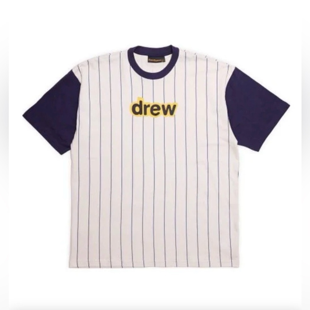 Drew House Secret SS Tee in the Navy Pinstripe
